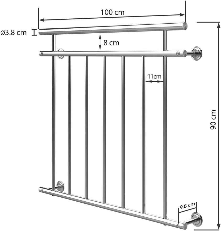 MONZANA® Französischer Balkon Edelstahl Pflegeleicht 90x100cm 7 Füllstäbe Balkongeländer Terrassengeländer Fensterschutz — Ansicht 6