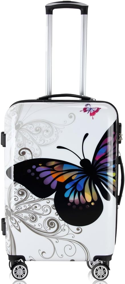 MONZANA® Hartschalenkoffer Set Butterfly Basic Reisekoffer Trolley Koffer ABS Zwilllingsrolle Alu-Teleskopgriff Schloss — Ansicht 3