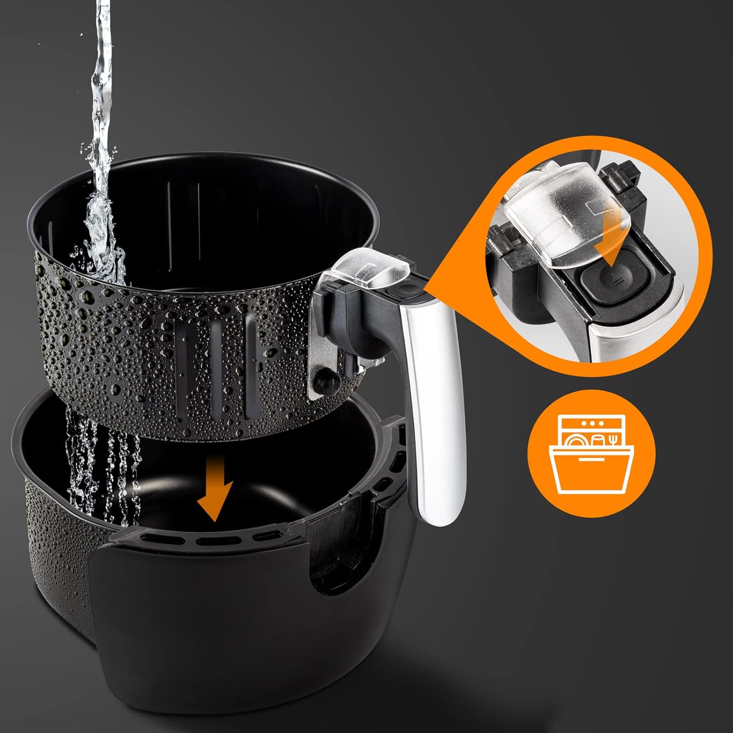 MONZANA® Heißluftfritteuse 3,6L Antihaftbeschichtung 9in1 Funktion 80-200°C Cool Touch Spülmaschinengeeignet Küche Fritteuse Heißluftofen Schwarz — Ansicht 4