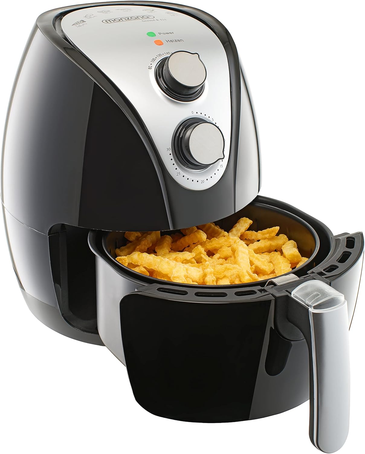 MONZANA® Heißluftfritteuse 3,6L Antihaftbeschichtung 9in1 Funktion 80-200°C Cool Touch Spülmaschinengeeignet Küche Fritteuse Heißluftofen Schwarz