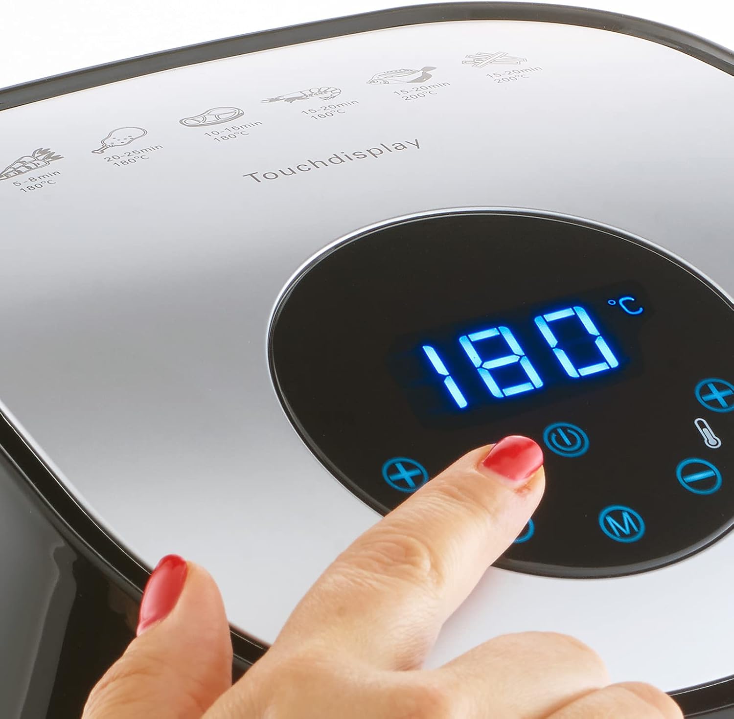 Monzana Heißluftfritteuse Friteuse Fritteuse + Rezeptheft 1500W 3,6 Liter Touch-Display 9-in-1 schwarz — Ansicht 4
