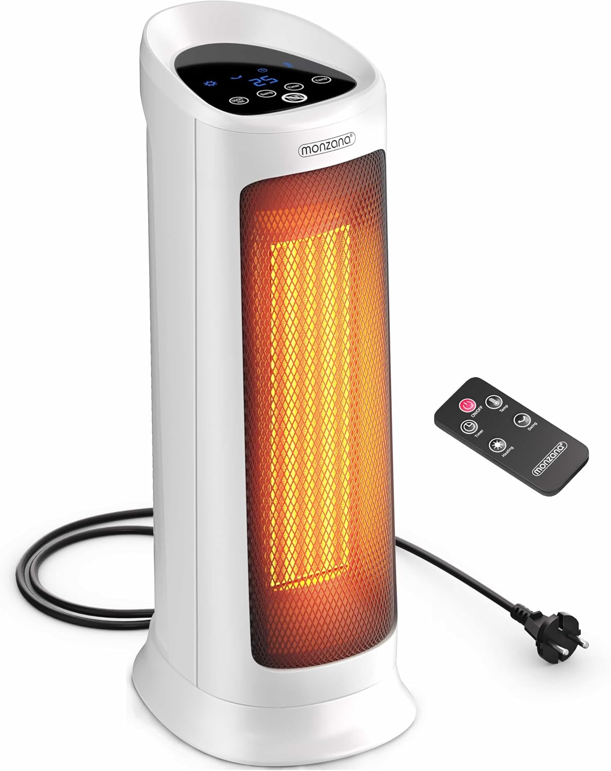 Monzana® Keramik Heizlüfter 2000W 4 Betriebsmodi 15-40°C Energiesparend 120° Oszillation Timer Leise Fernbedienung Elektroheizung Heizstrahler Weiss