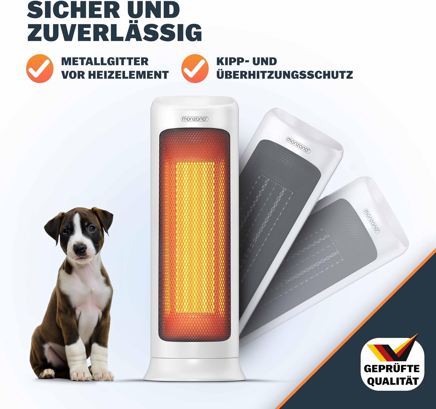 Monzana® Keramik Heizlüfter 2000W 4 Betriebsmodi 15-40°C Energiesparend 120° Oszillation Timer Leise Fernbedienung Elektroheizung Heizstrahler Weiss — Ansicht 4