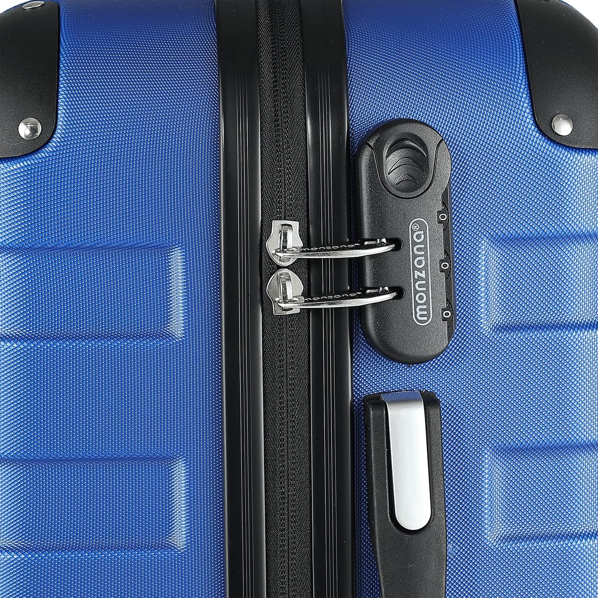 Monzana® Koffer Essential Größe XL Reisekoffer 120 Liter Volumen Hartschale Gel-Griffe 4 Rollen Kantenschutz Hardcase Schloss Füße Trolley Rollkoffer Blau — Ansicht 3