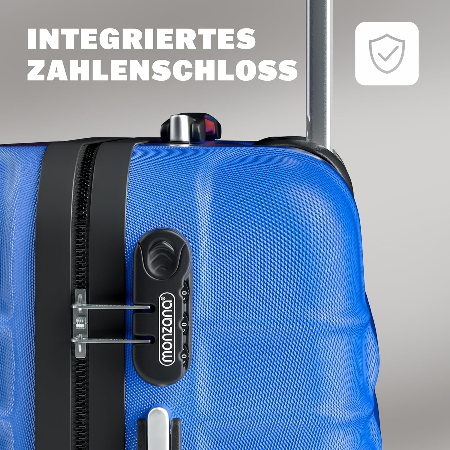 Monzana® Kofferset 4tlg Hartschalen Koffer S-M-L-XL Gel-Griffe 4 Rollen ABS Hardcase Schloss Füße Trolley Rollkoffer Reisekoffer Set Navy — Ansicht 4