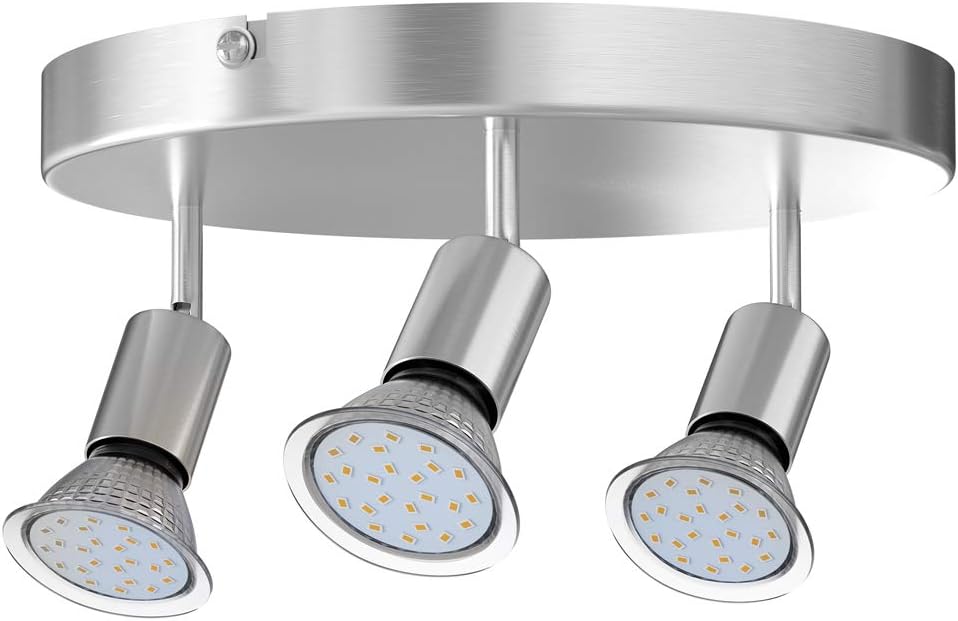 Monzana LED Deckenstrahler Spot Lampe 3 flammig rund 9W schwenkbar GU10 mit Leuchtmittel Spotleuchte Deckenlampe Leuchte