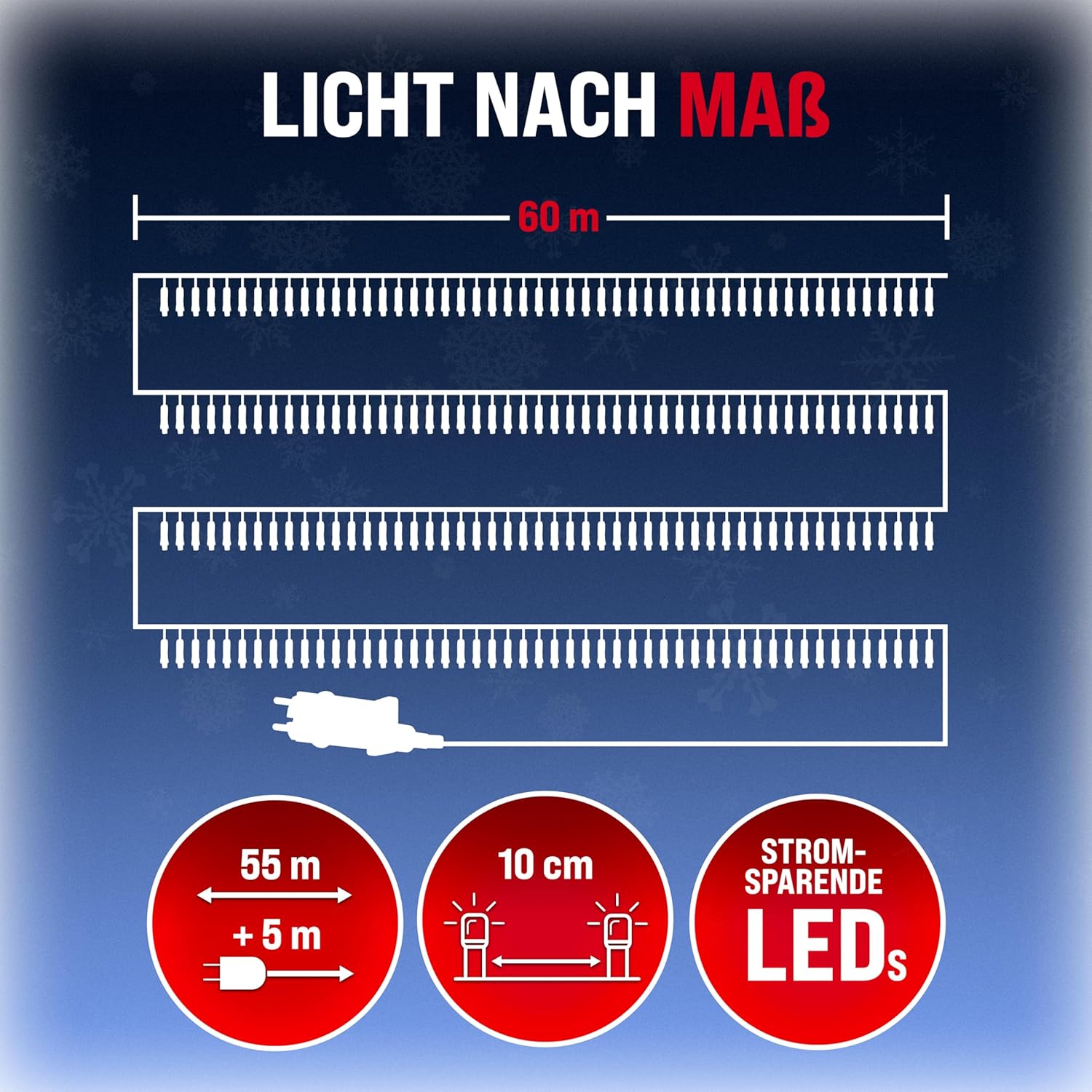 Monzana® Lichterkette 600 LED 60m Innen Außen IP44 Stromsparend Stecker Leuchtkette Weihnachten Weihnachtsbeleuchtung Weihnachtsdeko Girlande Warmweiß — Ansicht 2