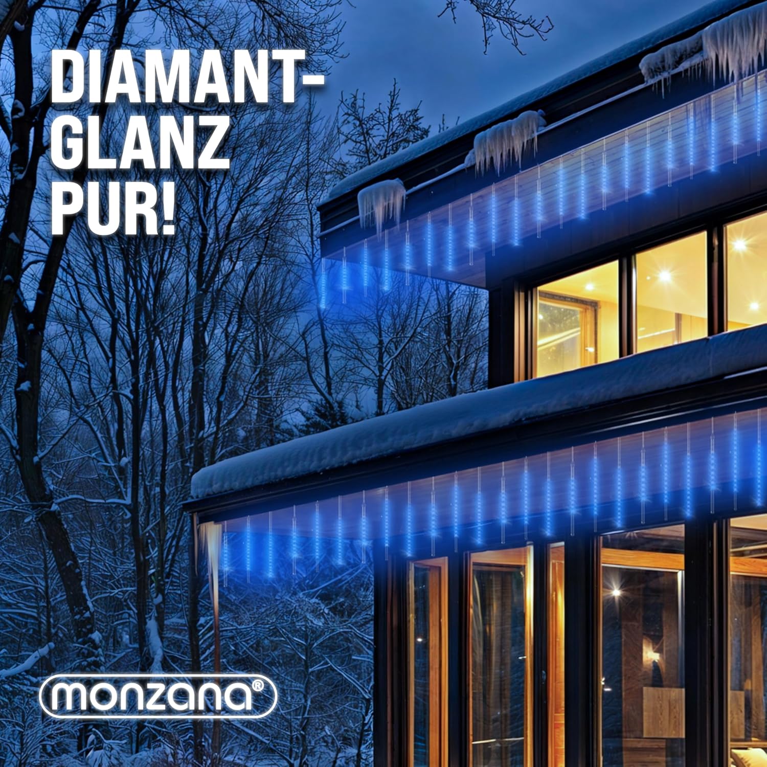 Monzana® Lichterkette Meteorschauer 480 LED Außen Wasserdicht 10 Röhre je 50 cm Innen Weihnachten Eisregen Regenlichterkette Weihnachtsbeleuchtung Blau — Ansicht 5