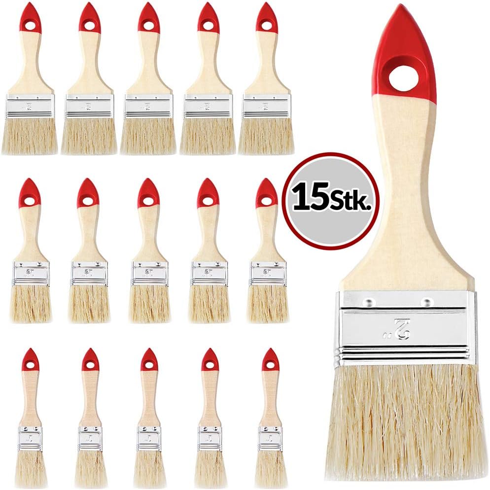 MONZANA® Malerpinsel 15tlg Set 3 versch. Größen für Holzlasur Lacke Farbe Pinselset Lasurpinsel Lackierpinsel Malpinsel — Ansicht 4