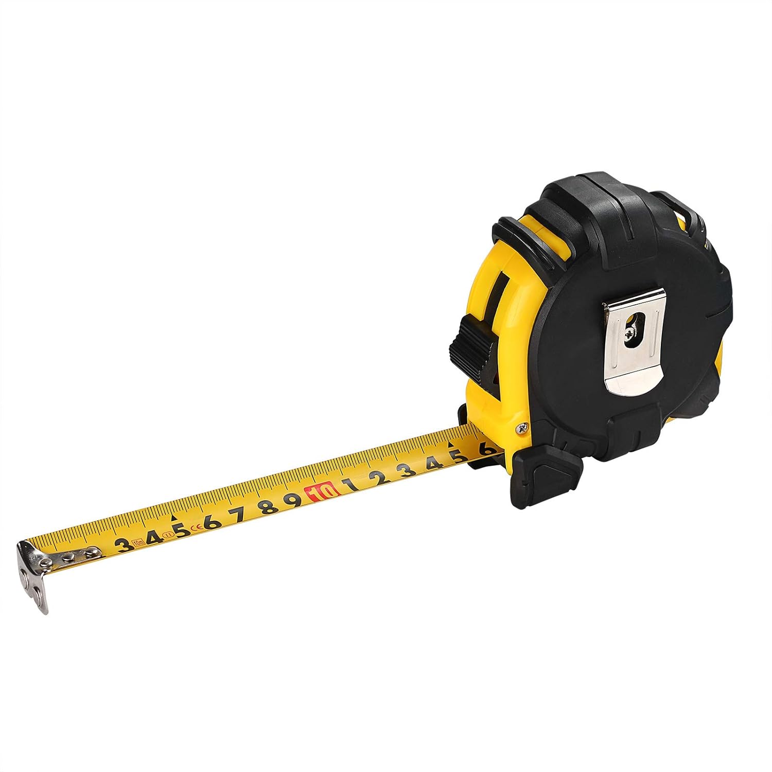 MONZANA® Maßband 10m Rollmeter magnetisch verschiebbarer Endhaken Bandmaß Autorollsystem mit Feststeller & Gürtelklemme — Ansicht 2