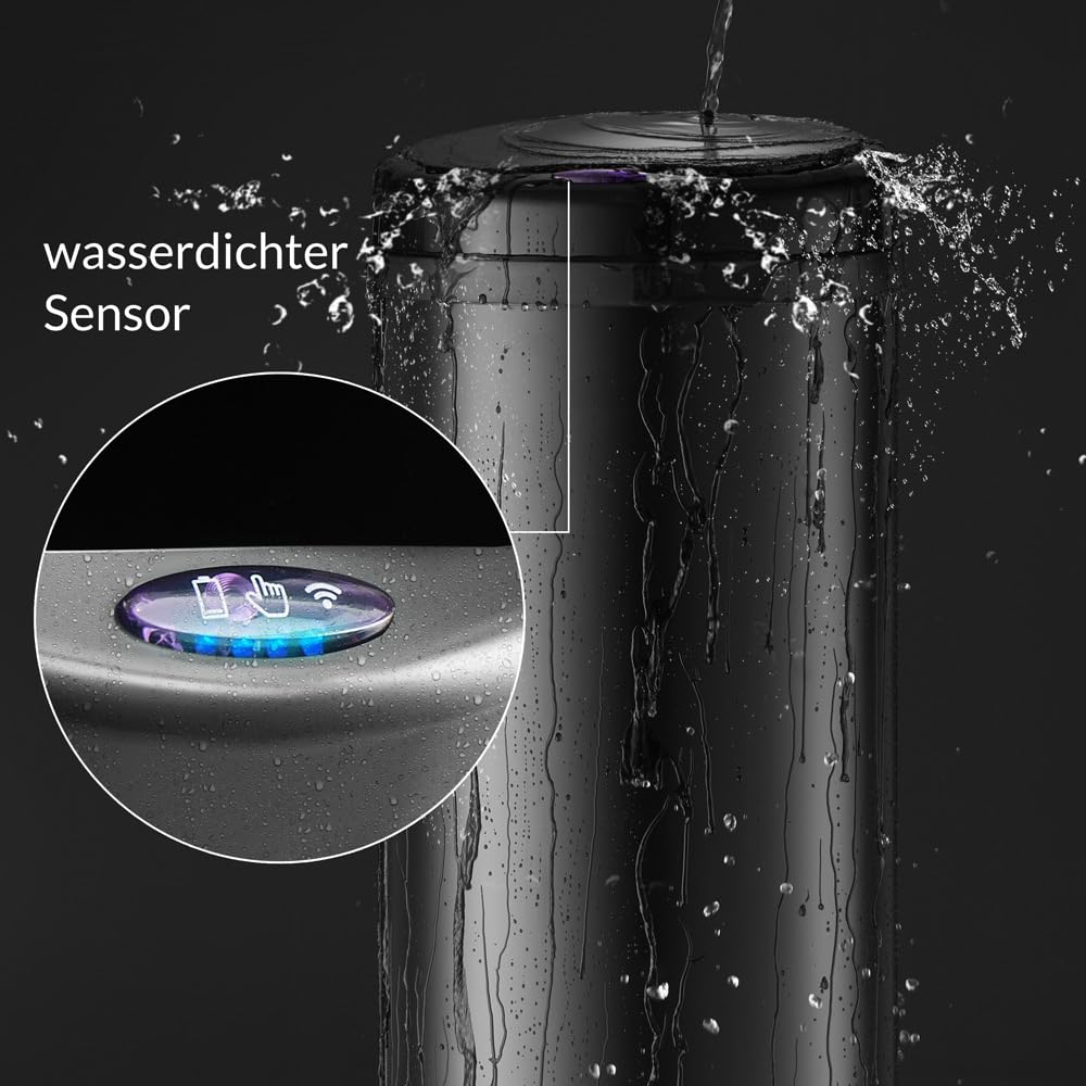 Monzana® Mülleimer Küche mit Sensor 30L Edelstahl USB Ladekabel Berührungslos Deckel Hygienisch Papierkorb Automatik Abfalleimer Wasserdicht Büro Schwarz Recycling — Ansicht 2