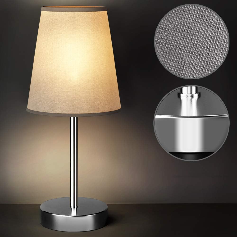 MONZANA® Nachttischlampe 2er Set 32cm Stoff Grau Taupe Anthrazit Weiß Wohnzimmer Schlafzimmer Lampe Leuchte Tischlampe Nachttischleuchte Tischleuchte — Ansicht 6