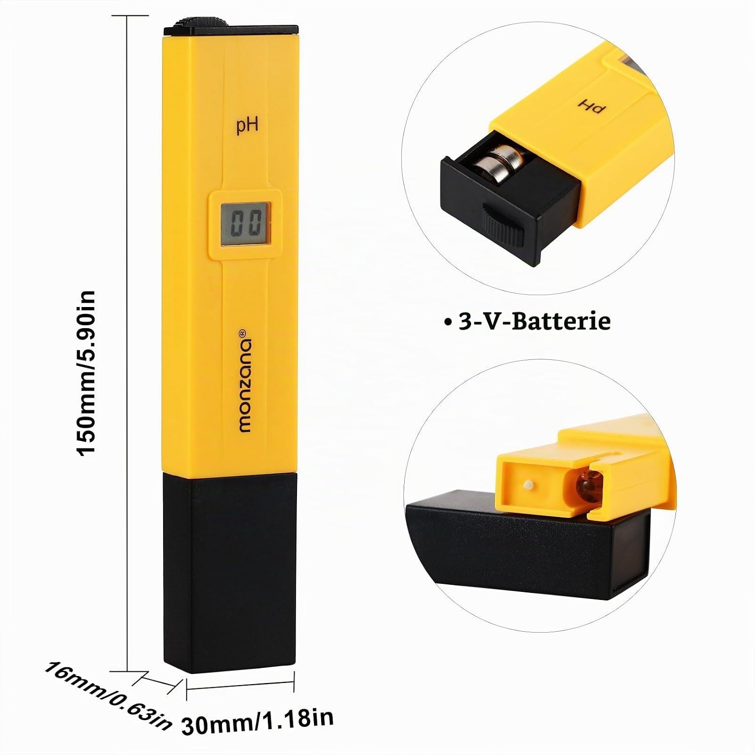 Monzana PH Messgerät Digitale Wassertester | mit LCD Anzeige | Batterie — Ansicht 5