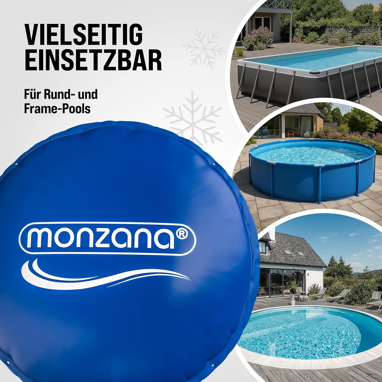 Monzana® Poolkissen 3m Winter Rund Chlorbeständig 2X Seil PVC Verstärktes Material bis -20° Doppelnaht Sicherheitsventil 6 Ösen Luftkissen Pool Abdeckung — Ansicht 6