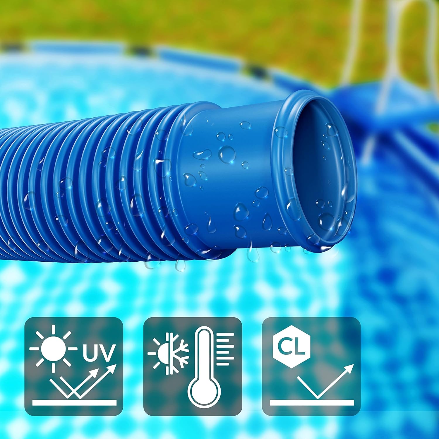 Monzana® Poolschlauch 14m Ø 38mm flexibel mit Muffen 5X Schlauchschellen UV Chlor resistent Schwimmbadschlauch Pumpenschlauch Wasserschlauch Blau — Ansicht 6