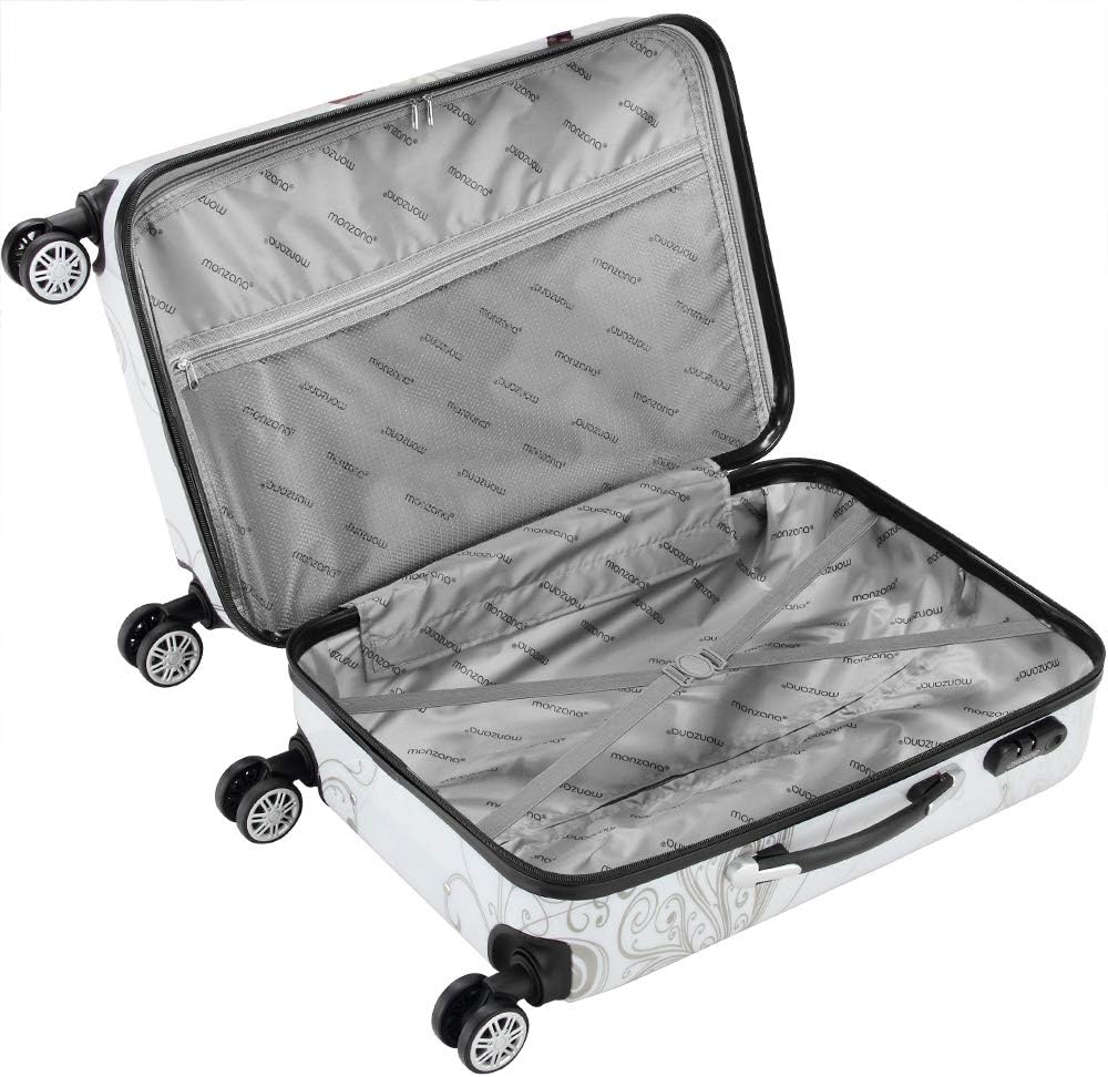 monzana Reisekoffer Hartschalenkoffer Butterfly Hartschale Trolley Koffer | ABS-Kunststoff | PC beschichtet | Alu Teleskopgriff | gummierte Zwillingsrollen | Größe XL — Ansicht 5