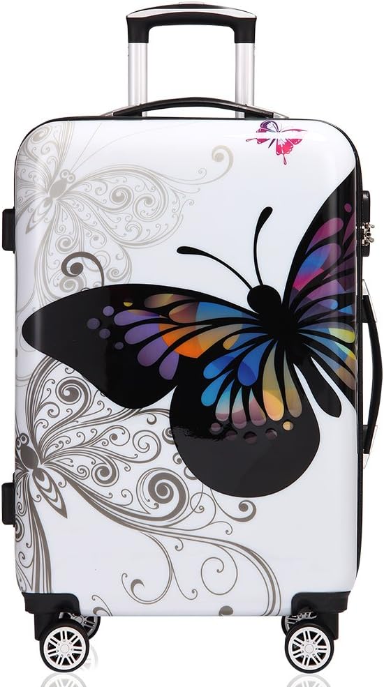 monzana Reisekoffer Hartschalenkoffer Butterfly Hartschale Trolley Koffer | ABS-Kunststoff | PC beschichtet | Alu Teleskopgriff | gummierte Zwillingsrollen | Größe XL