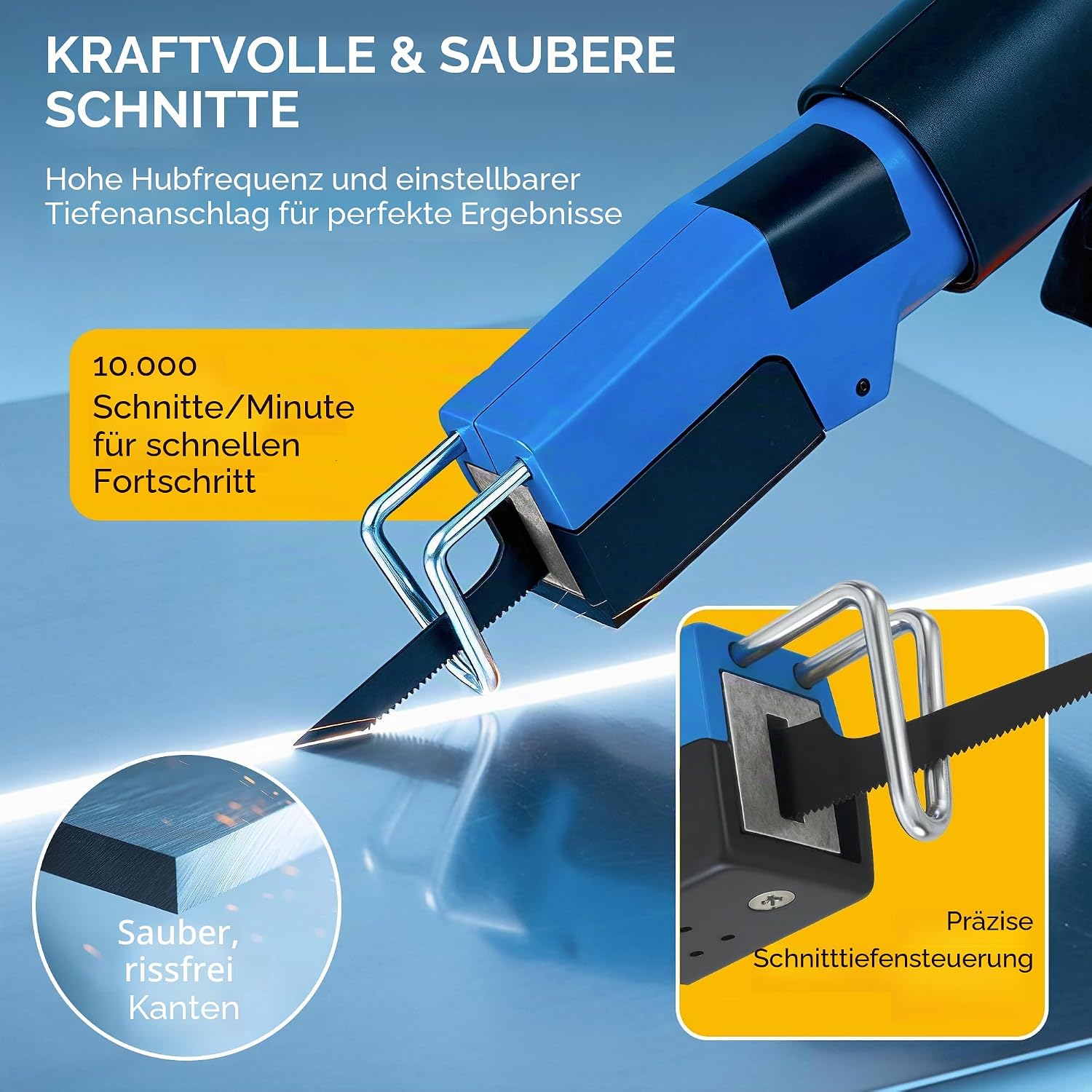 MONZANA® Säbelsäge Druckluft-Karosseriesäge Blechsäge 6 Sägeblätter Gummigriff — Ansicht 3
