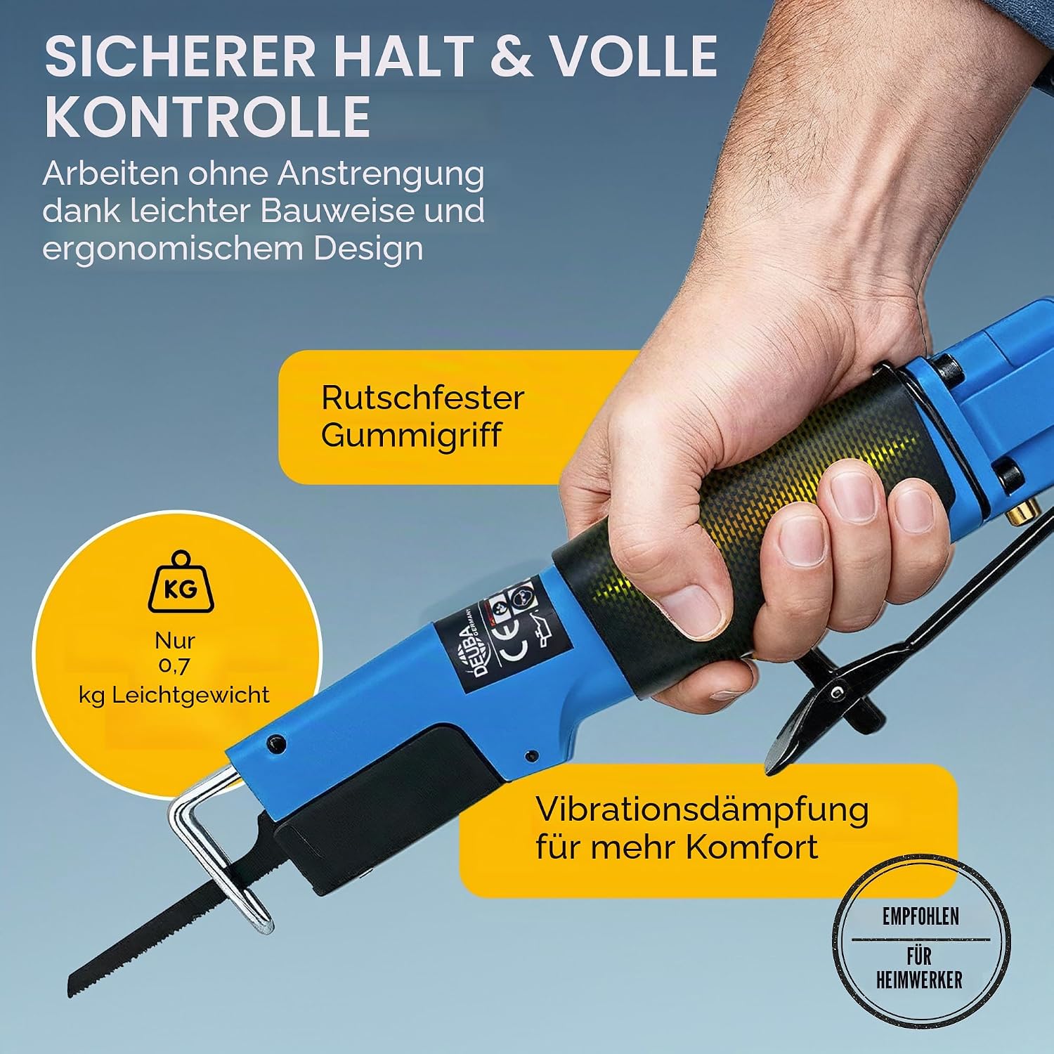 MONZANA® Säbelsäge Druckluft-Karosseriesäge Blechsäge 6 Sägeblätter Gummigriff — Ansicht 4
