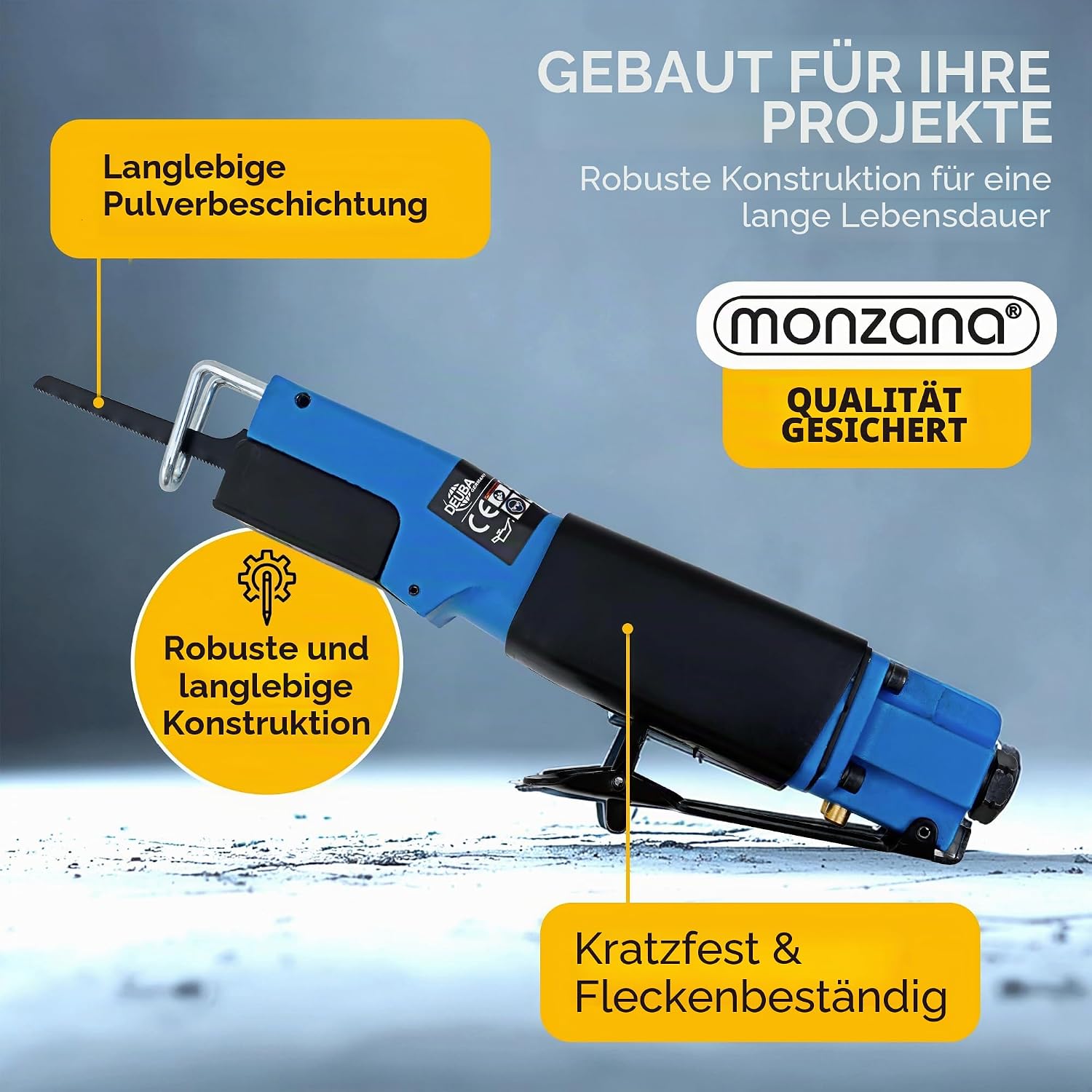 MONZANA® Säbelsäge Druckluft-Karosseriesäge Blechsäge 6 Sägeblätter Gummigriff — Ansicht 5