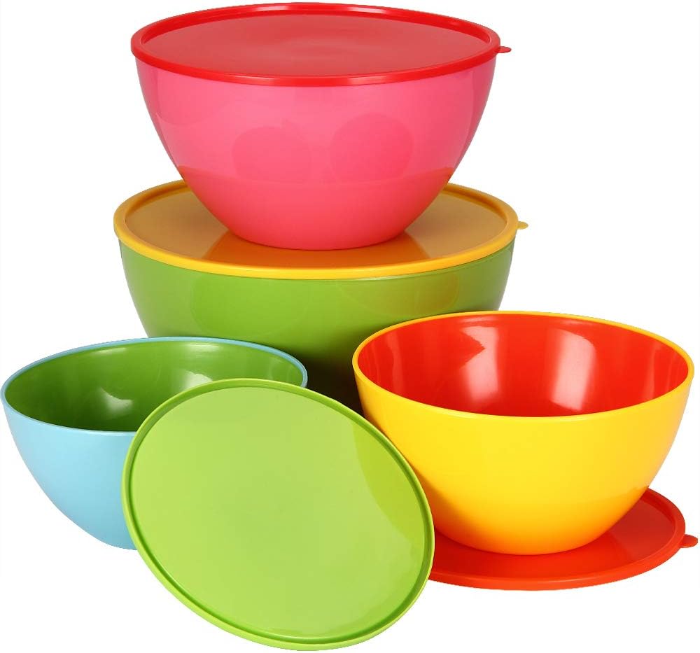 Monzana® Schüssel mit Deckel 4er Set - Kunststoff BPA-frei, 900ml-4000ml, stapelbar, luftdicht, spülmaschinenfest, Rühr-, Aufbewahrung- & Backschüssel — Ansicht 4
