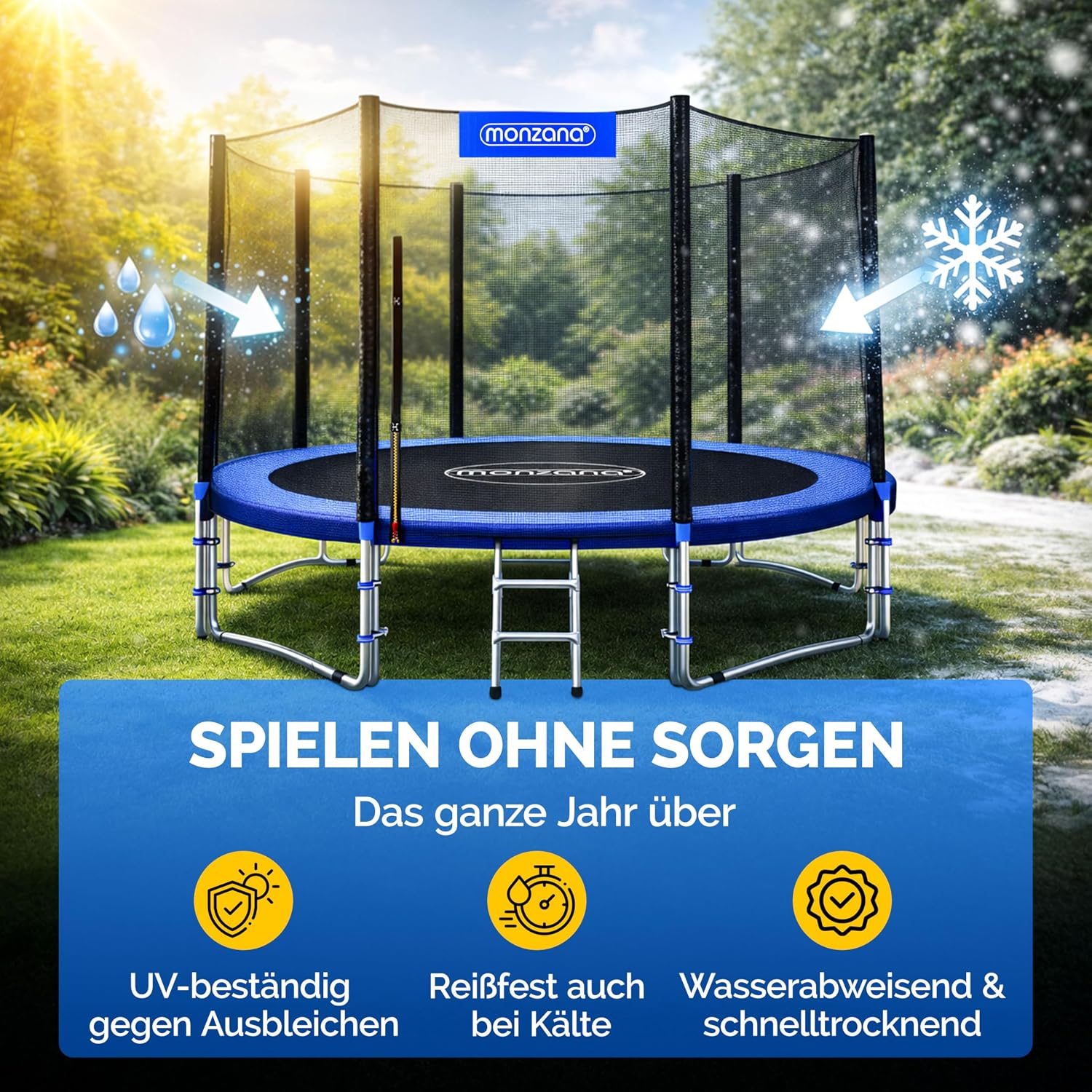 Monzana® Sicherheitsnetz Trampolin Ø 183/244/305/366/427 cm 6-8 Stangen UV-beständig Trampolinnetz Trampolinschutz — Ansicht 4
