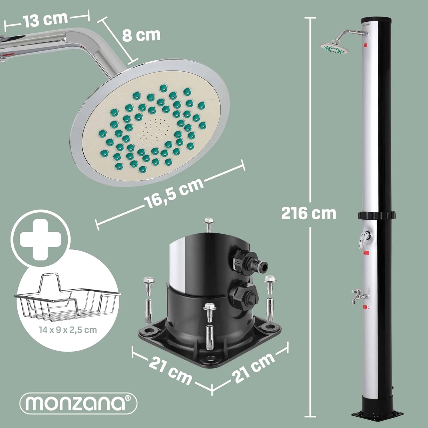 Monzana® Solardusche 35 Liter Gartendusche Campingdusche Pooldusche Außendusche UV-beständig PVC Regenduschkopf — Ansicht 6
