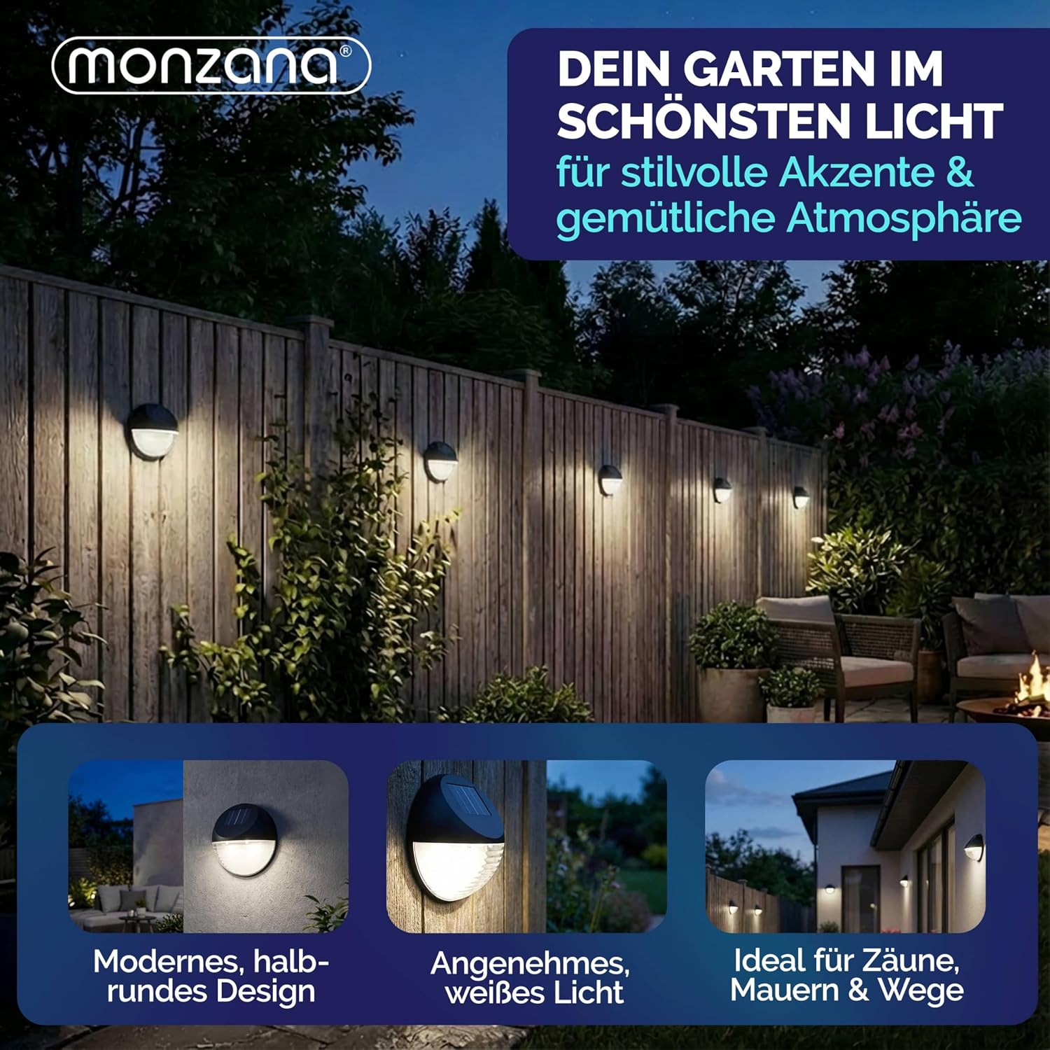 Monzana® Solarleuchten für Außen Garten LED Solarleuchten wasserdicht IP65 stilvolle Gartendeko Balkon Leuchte Deko 6er Set — Ansicht 2
