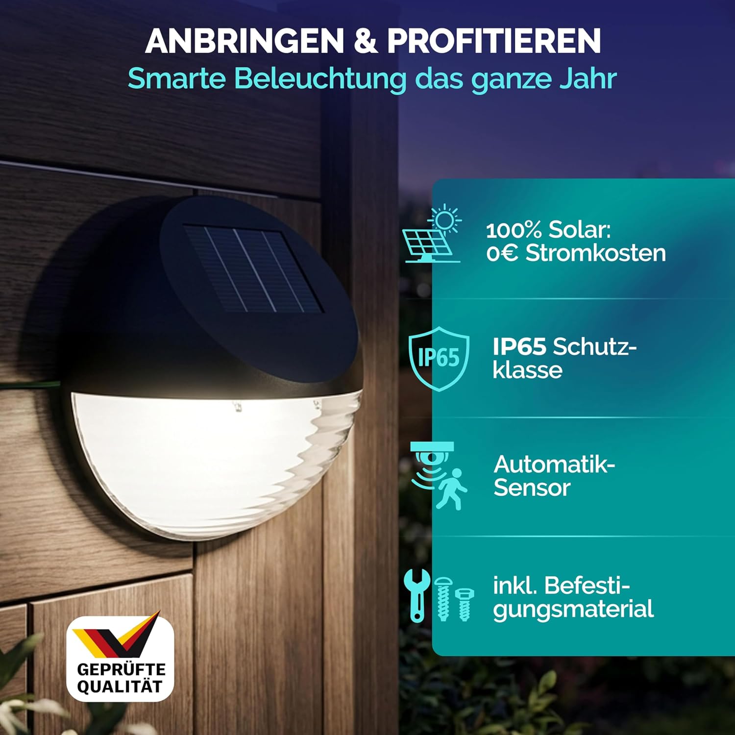 Monzana® Solarleuchten für Außen Garten LED Solarleuchten wasserdicht IP65 stilvolle Gartendeko Balkon Leuchte Deko 6er Set — Ansicht 3