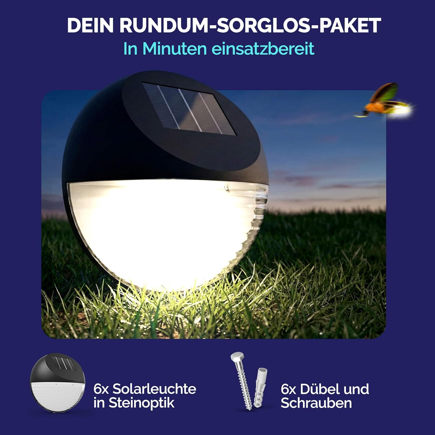 Monzana® Solarleuchten für Außen Garten LED Solarleuchten wasserdicht IP65 stilvolle Gartendeko Balkon Leuchte Deko 6er Set — Ansicht 6