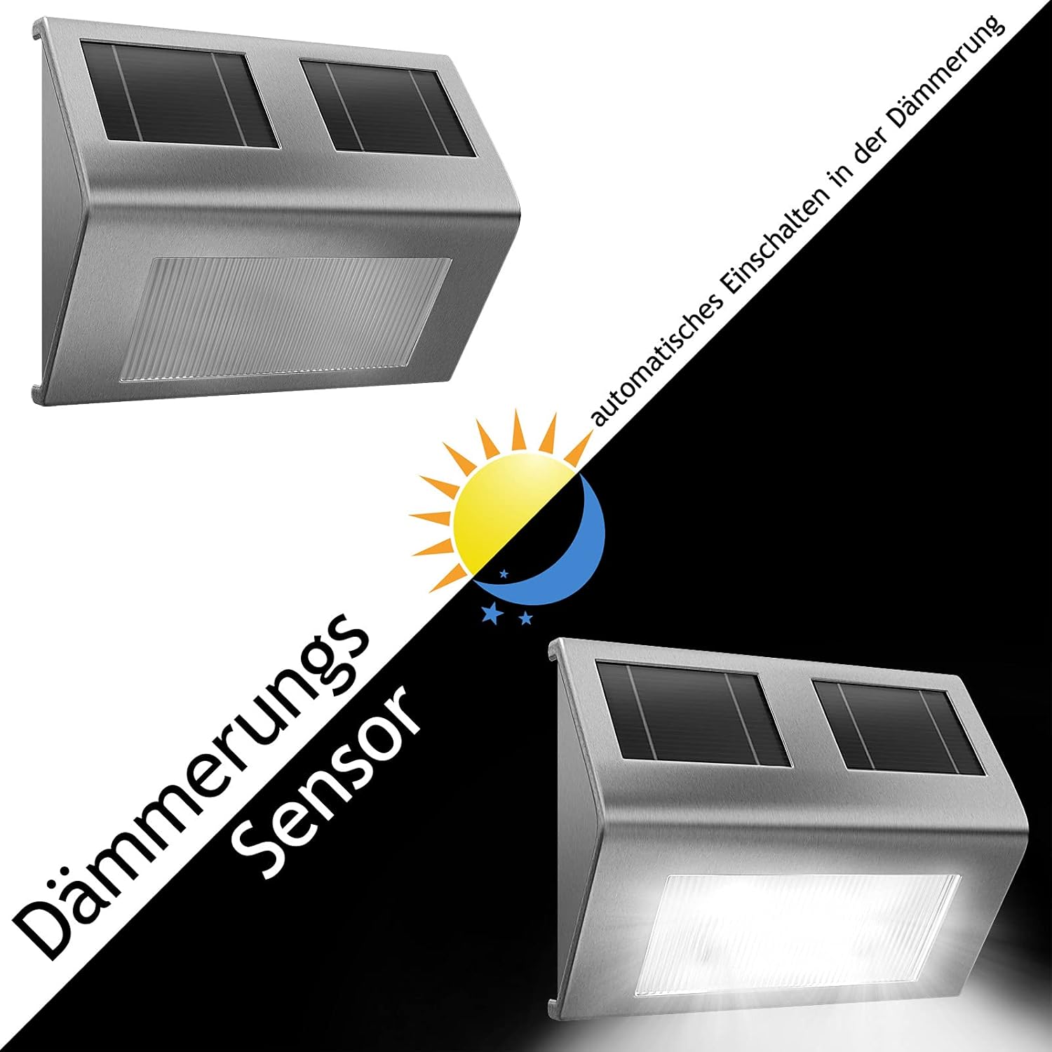 Monzana® Solarstrahler für Außen Edelstahl IP65 Solar Außenlampe mit Dämmerungssensor LED Solarleuchte Wand Garten Terrasse Solar Scheinwerfer für Außen — Ansicht 3