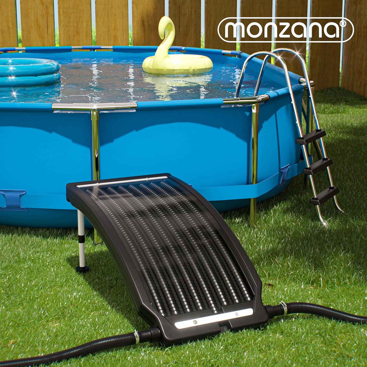 Monzana® Sonnenkollektor Pool 112x55x14cm 10000 L/h Höhenverstellbar 32/38mm Anschluss UV-Beständig Erweiterbar Poolheizung Solar Heizung Wasser — Ansicht 2