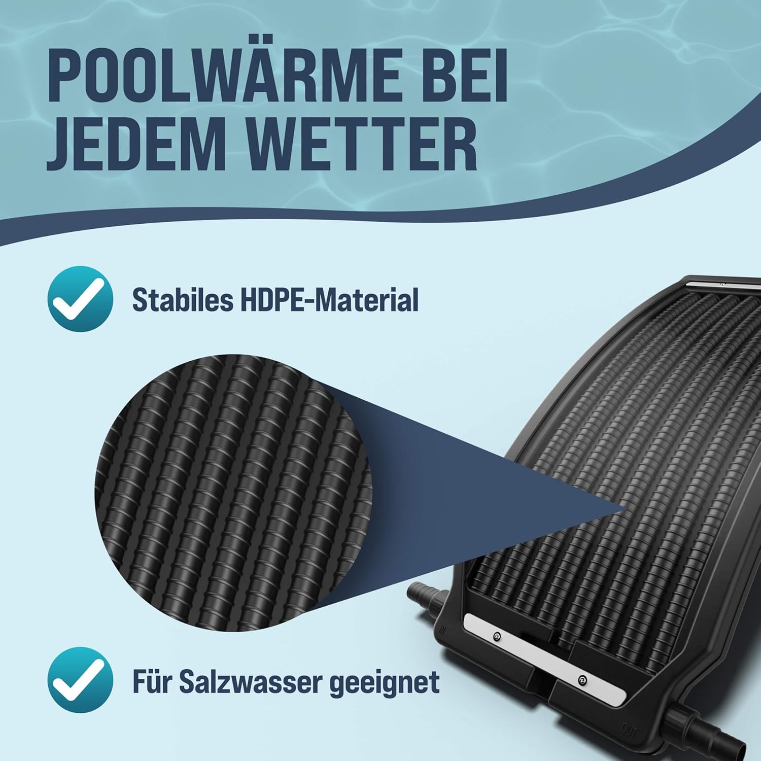Monzana® Sonnenkollektor Pool 112x55x14cm 10000 L/h Höhenverstellbar 32/38mm Anschluss UV-Beständig Erweiterbar Poolheizung Solar Heizung Wasser — Ansicht 5