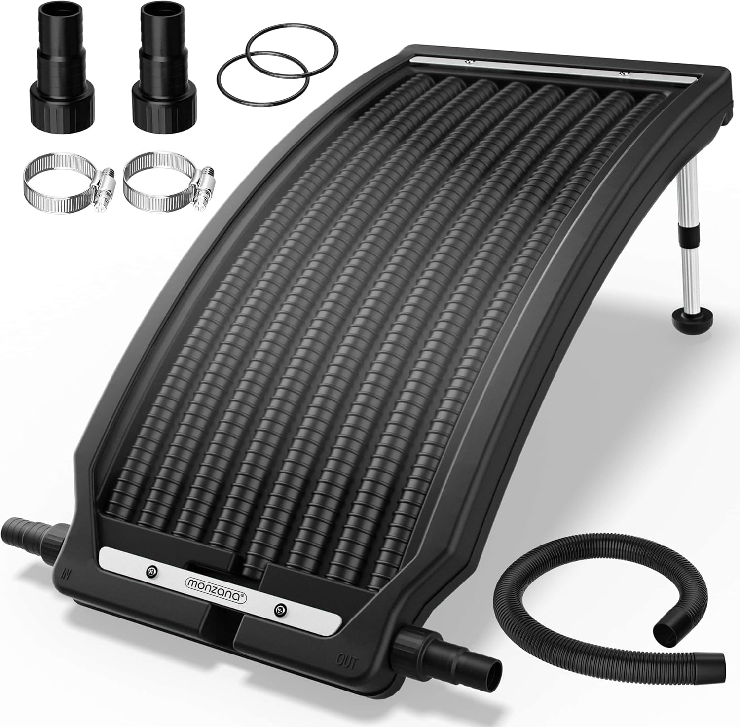 Monzana® Sonnenkollektor Pool 112x55x14cm 10000 L/h Höhenverstellbar 32/38mm Anschluss UV-Beständig Erweiterbar Poolheizung Solar Heizung Wasser