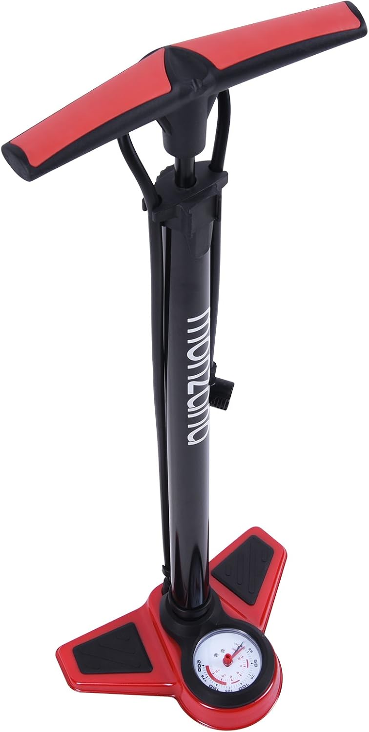 Monzana Standluftpumpe inkl 3 Zusatzadapter 100 cm Schlauch Luftpumpe bis 7 bar für Fahrrad Auto Luftmatratze Motorrad — Ansicht 2