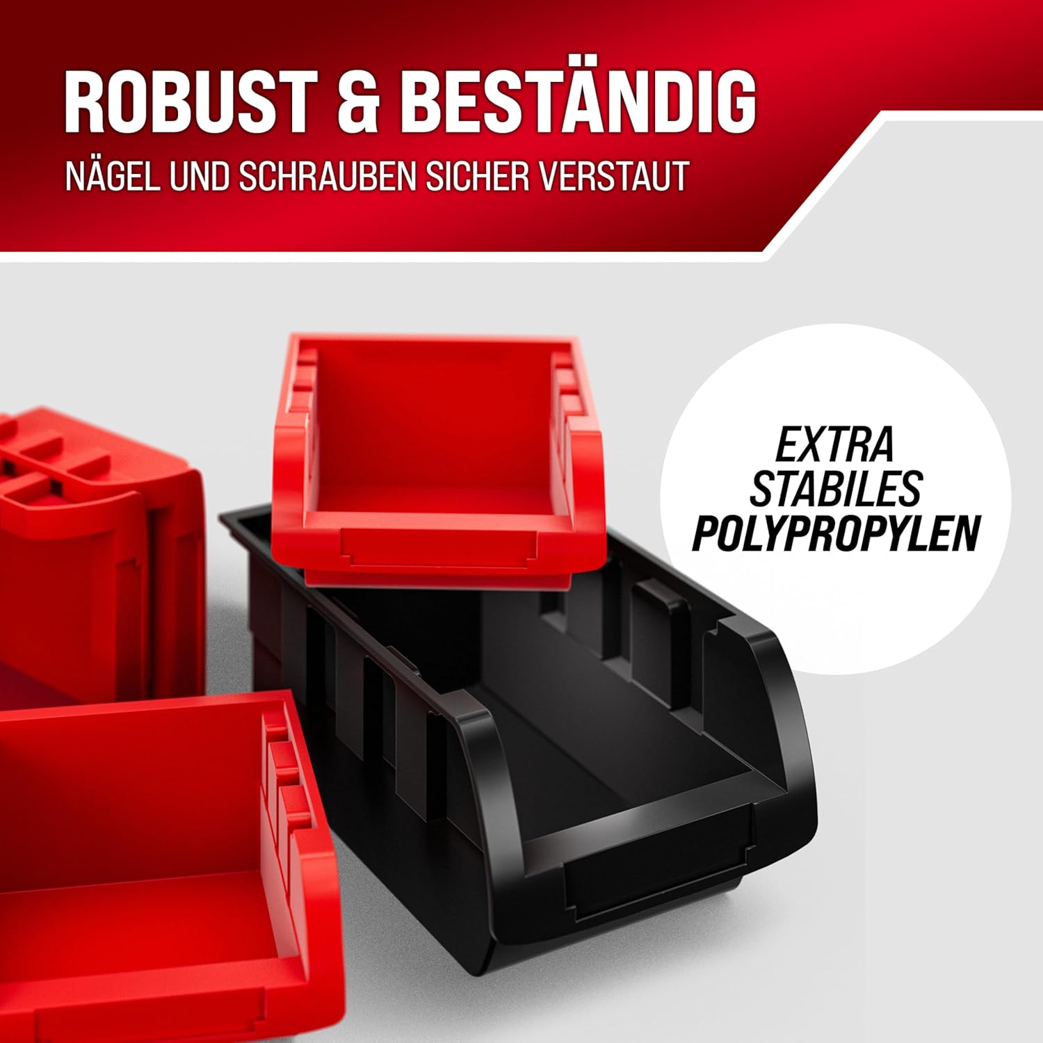 Monzana® Stapelboxen 32 tlg. Erweiterbar Etikettenfach Stabil Stoßfest Starke Wandplatten Wandregal Werkstattregal Werkzeuglochwand Kleinteilemagazin — Ansicht 4