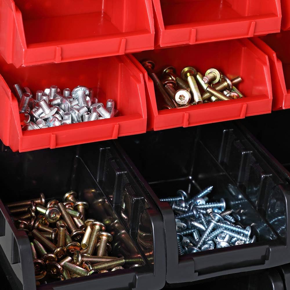MONZANA® Stapelboxen 64 tlg. Erweiterbar Etikettenfach Stabil Stoßfest Starke Wandplatten Wandregal Werkstattregal Werkzeuglochwand Kleinteilemagazin — Ansicht 3
