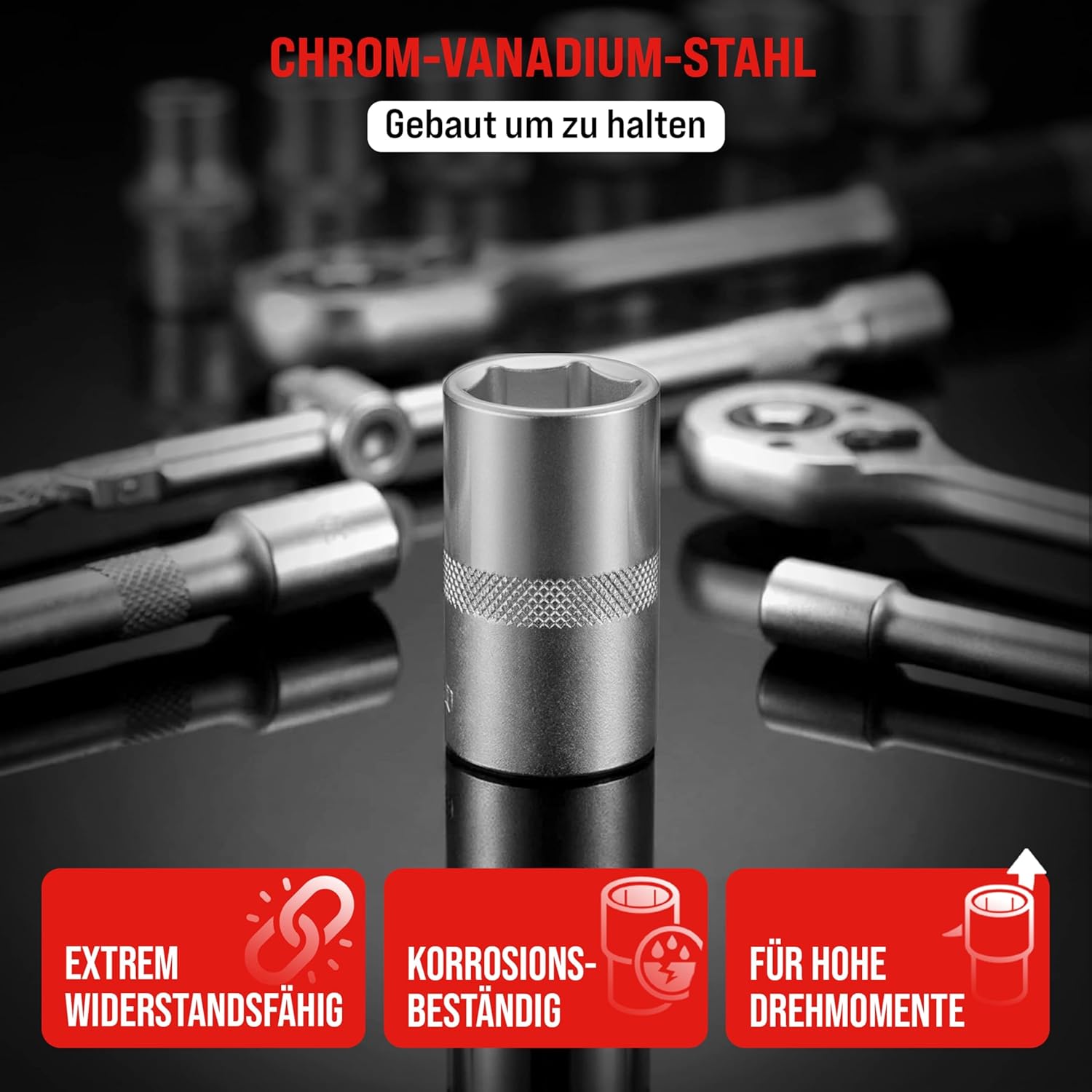 MONZANA® Steckschlüsselsatz 94 tlg. CV-Stahl 1/4' + 1/2' Transportkoffer Nusskasten Knarrenkasten Ratschenkasten — Ansicht 6