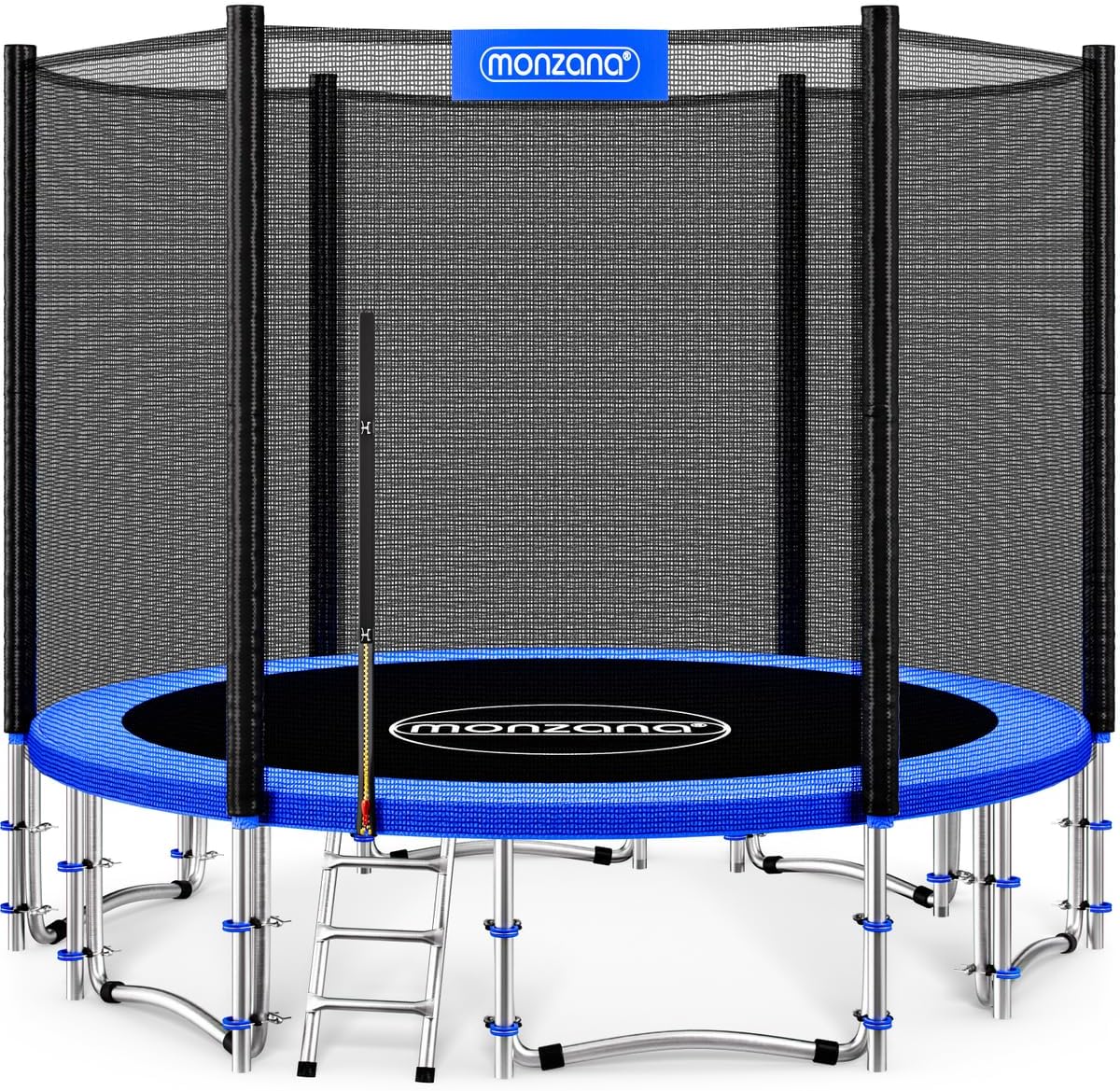 Monzana® Trampolin Ø 183/244/305/366/427 cm TÜV SÜD GS Zertifiziert Komplettset inkl. Sicherheitsnetz Leiter Randabdeckung Kindertrampolin Gartentrampolin