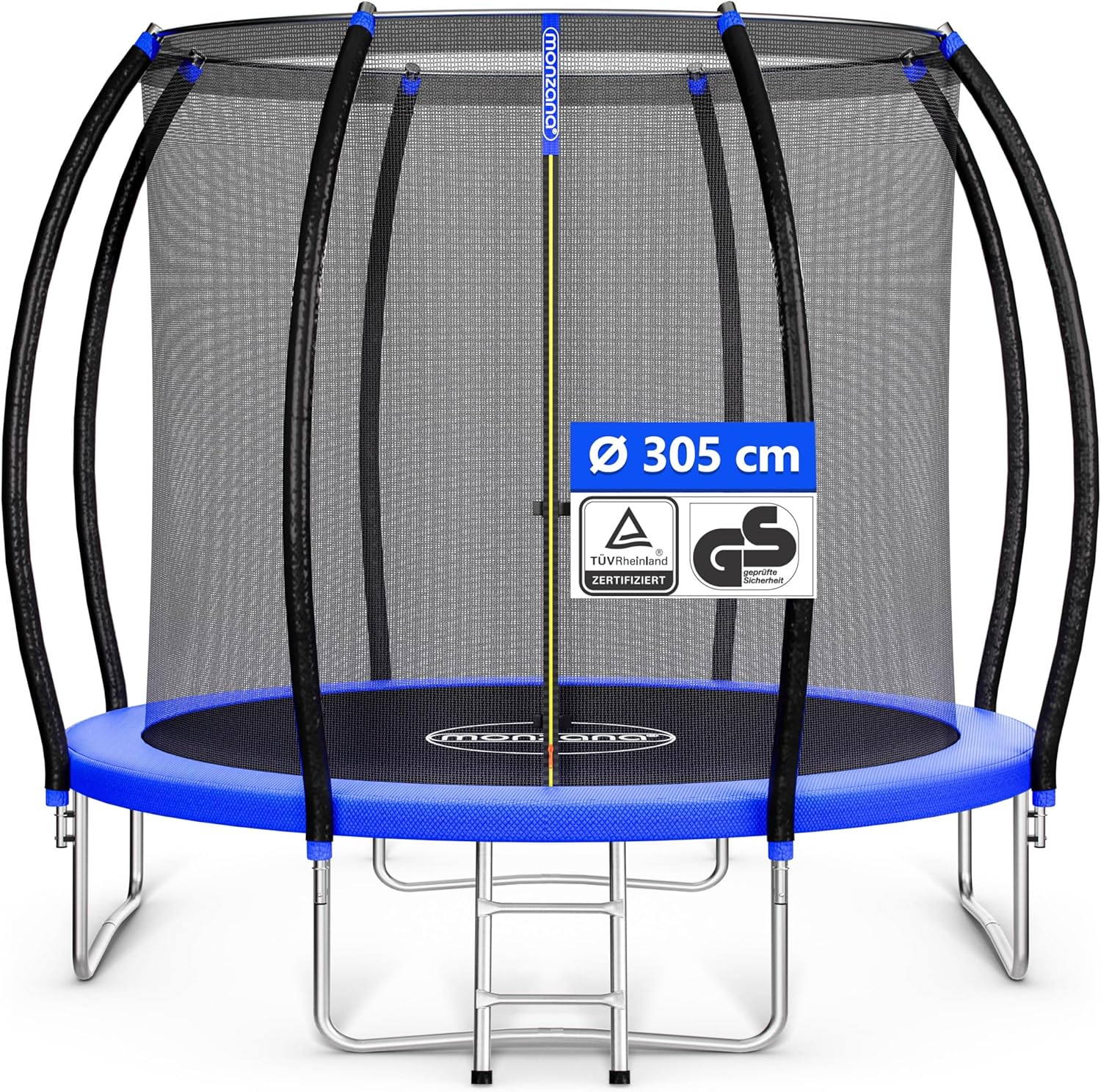 Monzana® Trampolin Ø 305 cm TÜV Rheinland GS Zertifiziert Komplettset inkl. Sicherheitsnetz Innen Randabdeckung Kindertrampolin Gartentrampolin