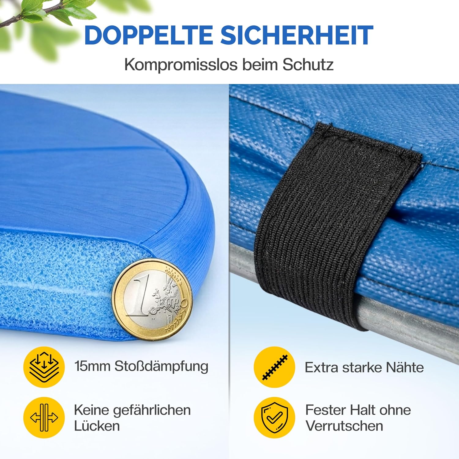 Monzana® Trampolin Randabdeckung Ø 183 244 305 366 427cm 30cm breit 100% UV-beständig reißfest wetterbeständig universell Federabdeckung Randschutz — Ansicht 4