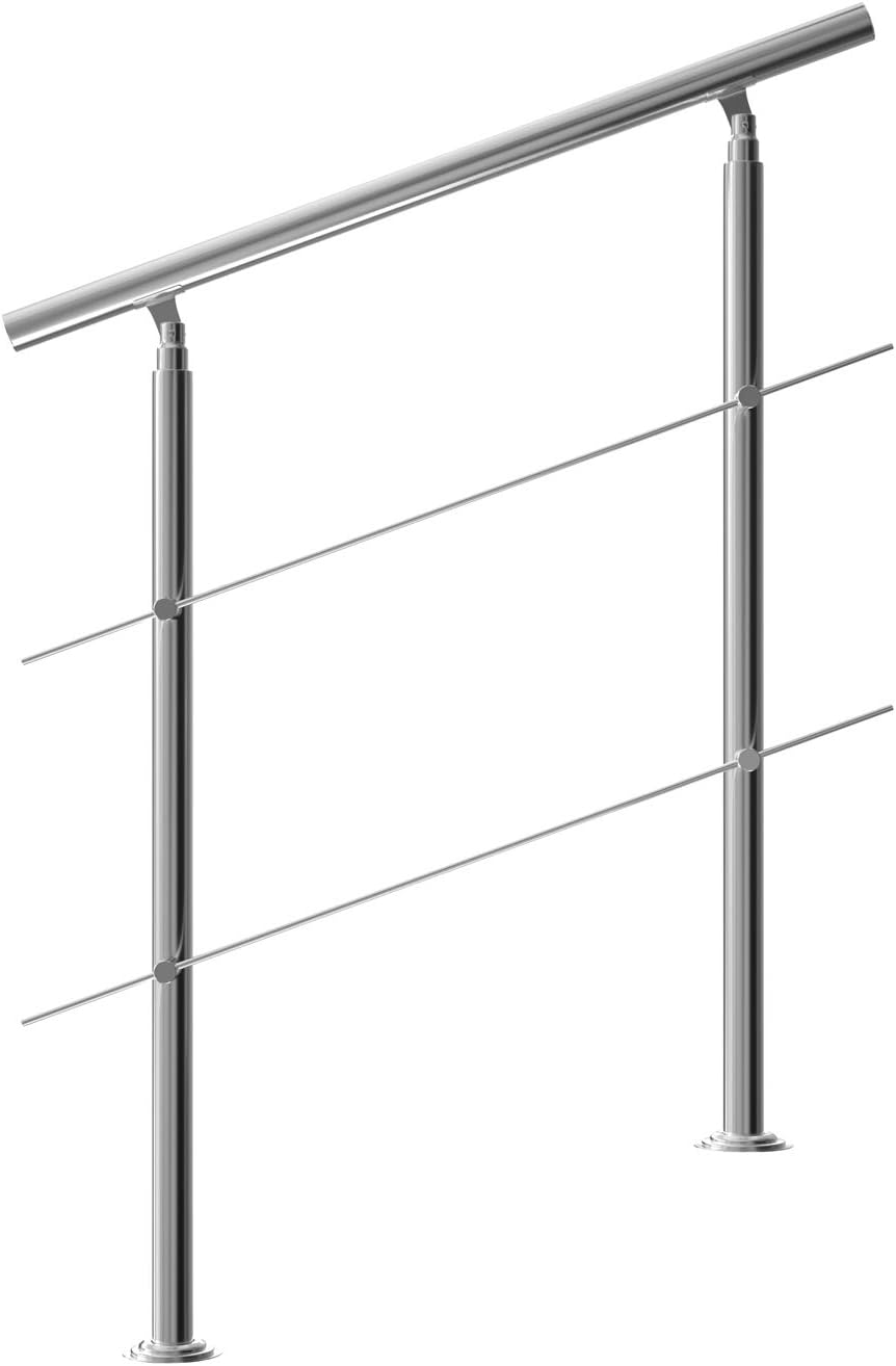 MONZANA® Treppengeländer Edelstahl Pflegeleicht 100cm mit 2 Querstreben Innen und Außen Handlauf Geländer Brüstung Balkon