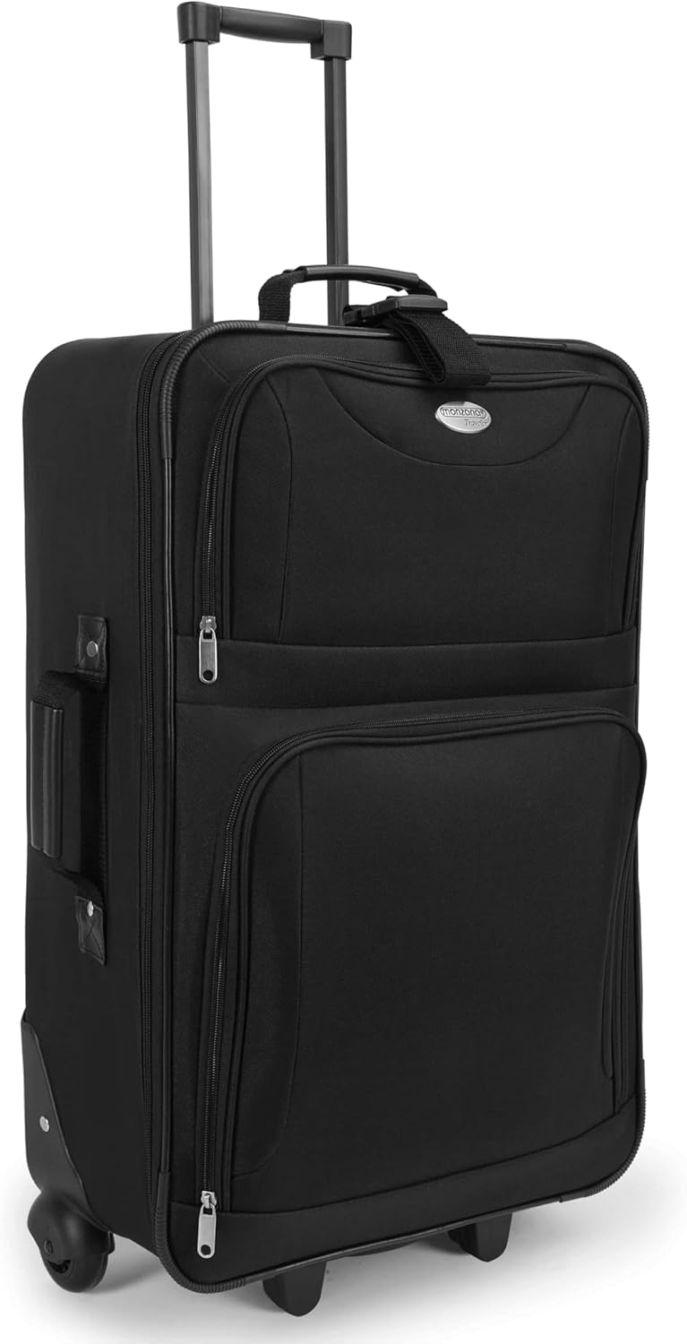 MONZANA® Trolley Kofferset Reisetaschen Set Kulturbeutel Netzfach Rollen Teleskopgriff Koffer Reisetasche mit Rollen schwarz — Ansicht 5