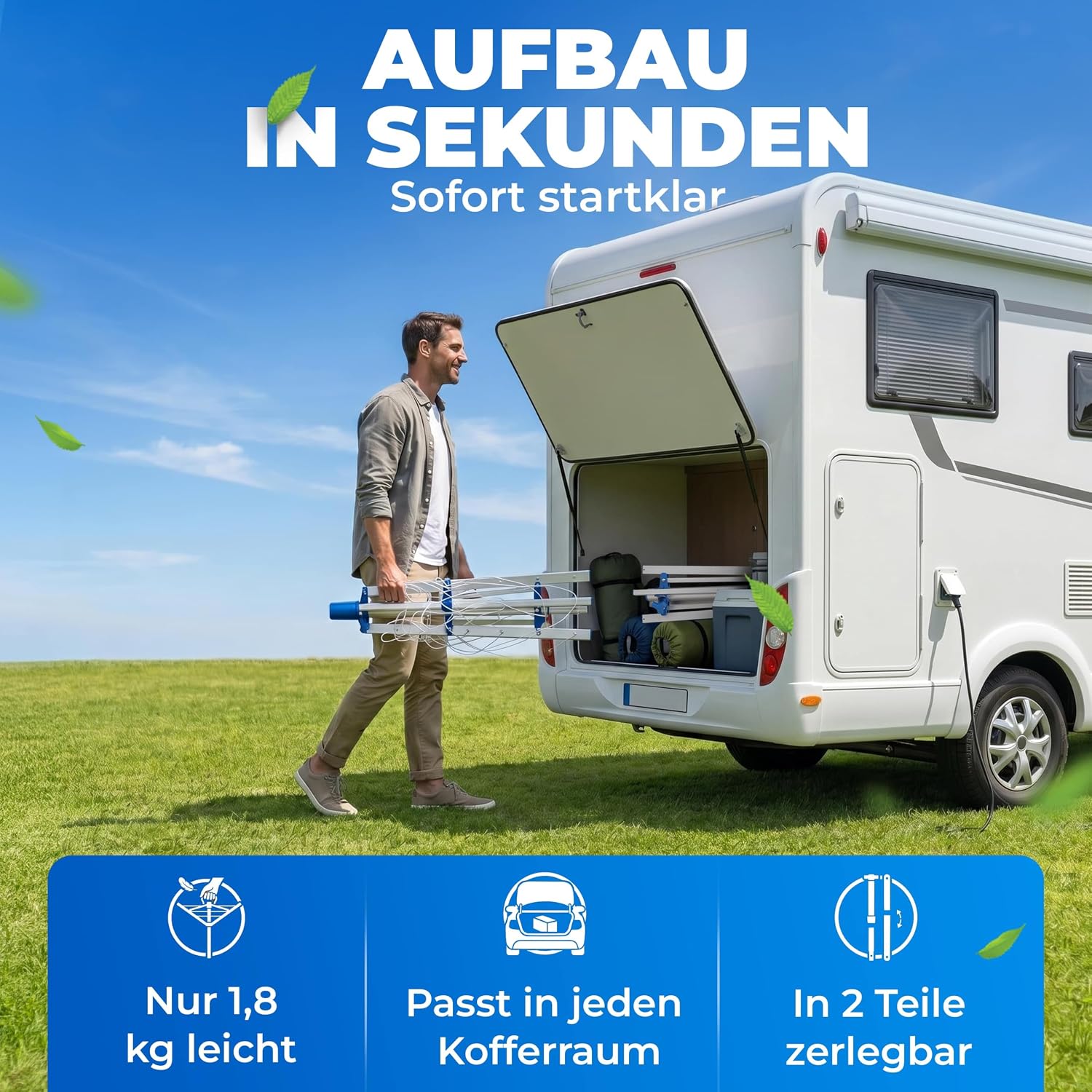 Monzana® Wäschespinne Höhenverstellbar Camping Wäscheständer Wäscheleine Garten — Ansicht 6