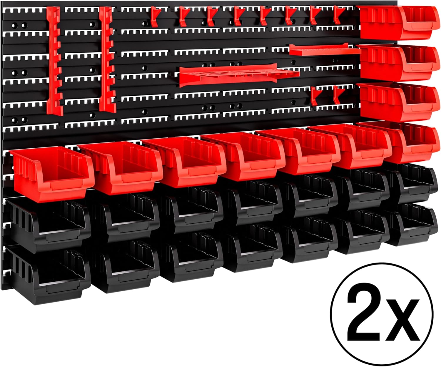 Monzana® Wandregal 86 tlg mit Stapelboxen und Werkzeughalter Box Erweiterbar Werkzeuglochwand Werkstattregal — Ansicht 2