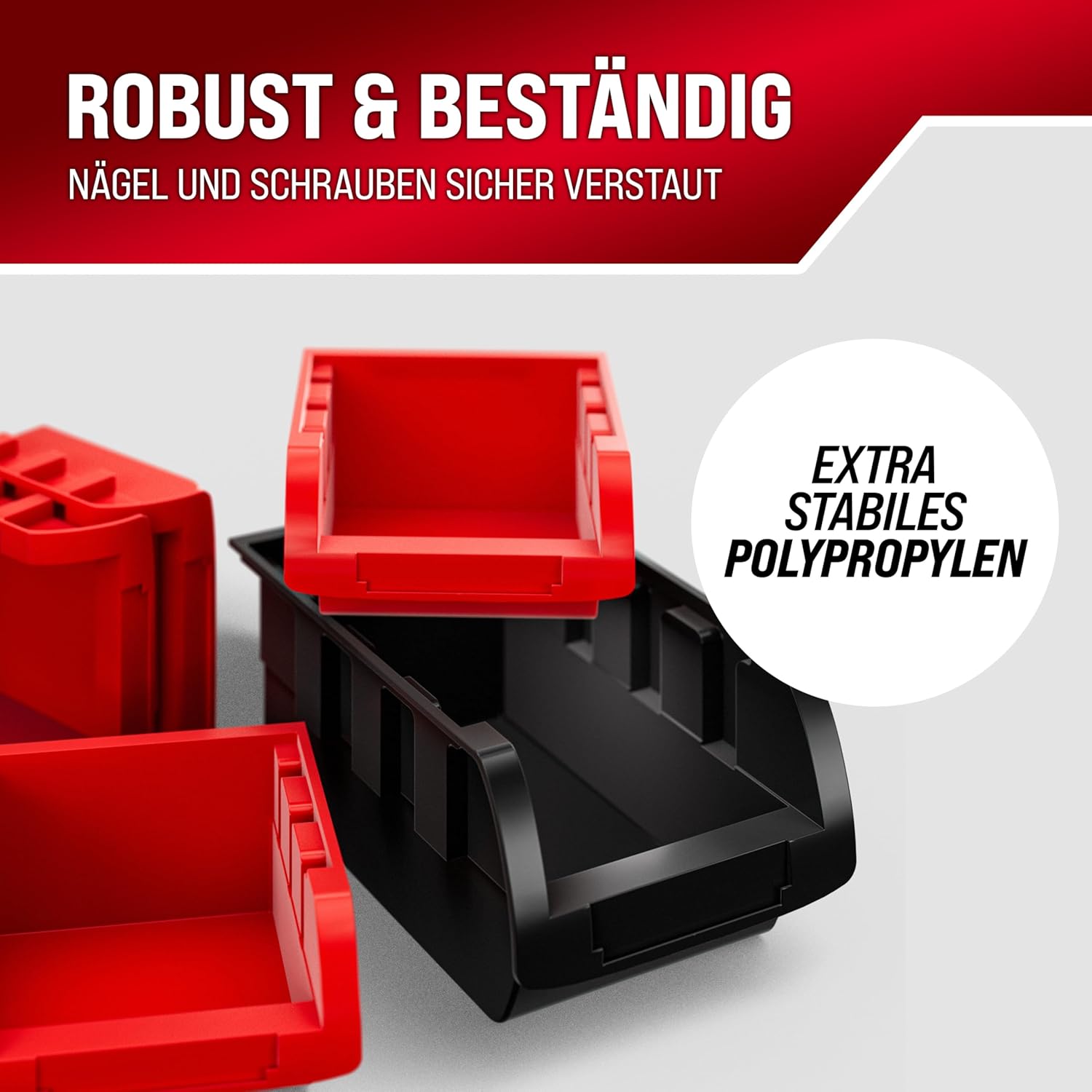 Monzana® Wandregal 86 tlg mit Stapelboxen und Werkzeughalter Box Erweiterbar Werkzeuglochwand Werkstattregal — Ansicht 5