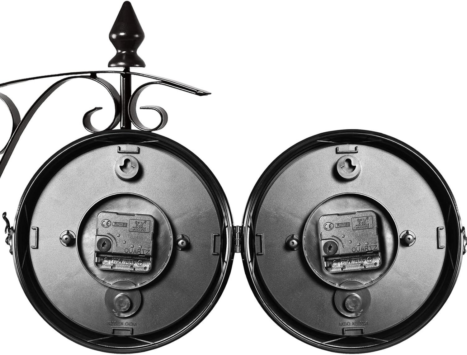 Monzana® Wanduhr Vintage Quarzuhrwerke Mit Beidseitigem Ziffernblatt Doppelseitige Bahnhofsuhr Schmiedeeisern Retro Schwarz — Ansicht 4