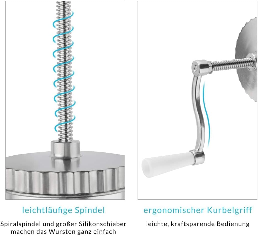MONZANA® Wurstfüller Aluminium Tischklemme 3 Füllrohre Manuell 2,5 kg Füllmenge — Ansicht 4