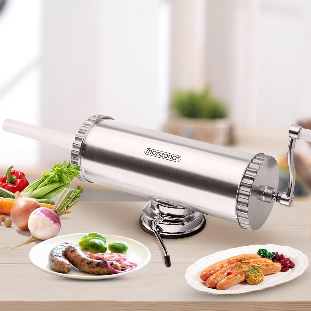 MONZANA® Wurstfüller Aluminium Tischklemme 3 Füllrohre Manuell 2,5 kg Füllmenge — Ansicht 6